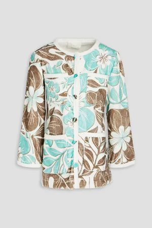 RACIL Women Floral Jackets - Floral-print cotton-terry jacket - Green - S