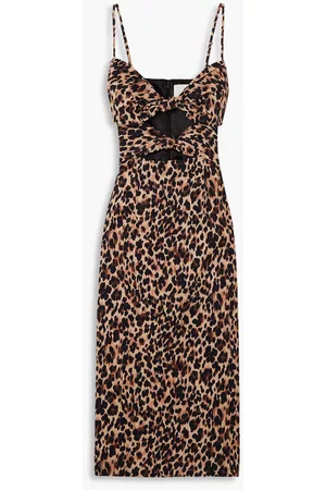 RACIL Women Printed Dresses - Mia knotted leopard-print cotton-blend midi dress - - FR 34