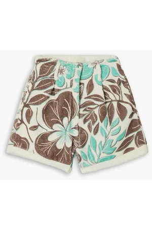RACIL Women Shorts - Floral-print cotton-terry shorts - Green - M