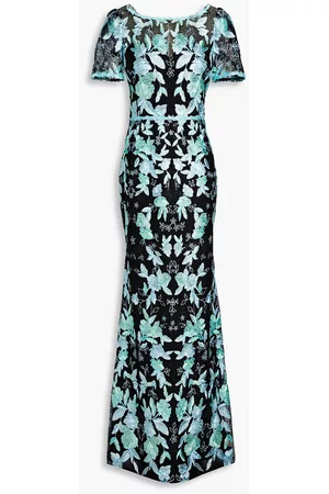 Marchesa Notte Women Evening Dresses - Embroidered tulle gown - Blue - US 0