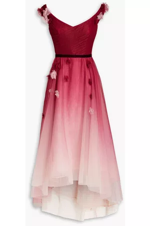 Marchesa Notte Women Strapless Dresses - Off-the-shoulder dégradé tulle gown - Pink - US 0