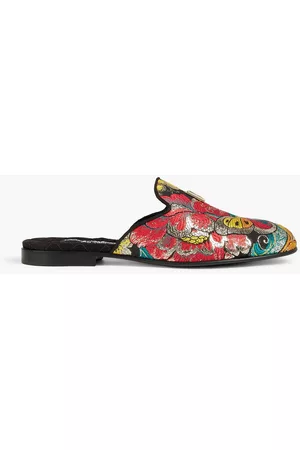 Dolce & Gabbana Women Slippers - Embellished metallic jacquard slippers - - EU 38.5
