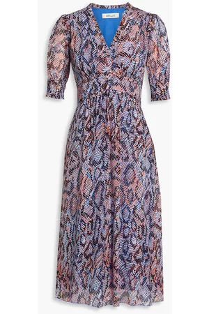 Diane von Furstenberg Women Printed Dresses - Fleur ruffled printed crepe de chine dress - - US 6