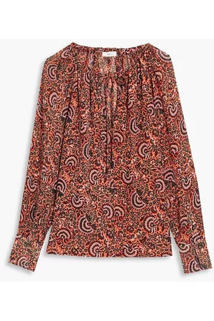 A.L.C. Women Blouses - Bryce gathered printed silk-georgette blouse - Red - US 2