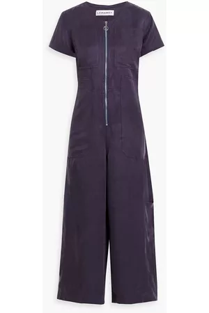L.F.Markey Women Jumpsuits - Felix cropped washed-twill jumpsuit - Blue - UK 4