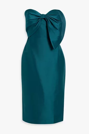 Badgley Mischka Women Strapless Dresses - Strapless bow-embellished faille dress - Blue - US 4
