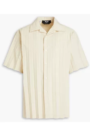 Msgm Women Long Sleeved Shirts - Pleated ripstop shirt - Neutral - 39cm