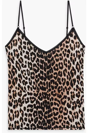 Ganni Women Camisoles - Leopard-print stretch-jersey camisole - - L