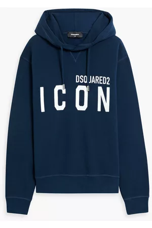 Dsquared2 Women Hoodies - Printed French cotton-terry hoodie - Blue - M