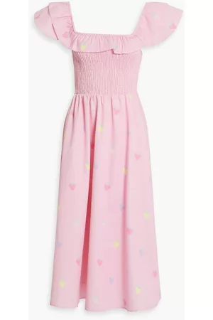 OLIVIA RUBIN Women Printed Dresses - Ruffled printed twill midi dress - Pink - UK 6