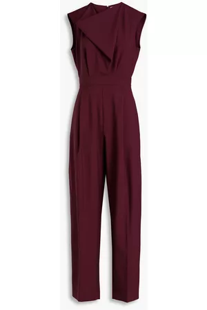 Roksanda Women Jumpsuits - Draped grain de poudre wool jumpsuit - Burgundy - UK 6