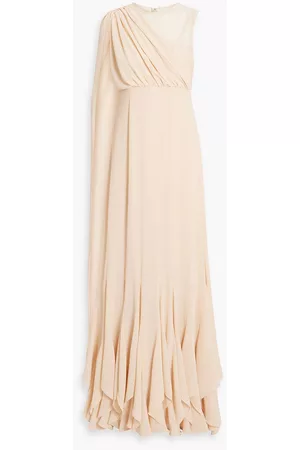 MIKAEL AGHAL Women Evening Dresses - Draped lace-paneled crepe gown - Orange - US 10