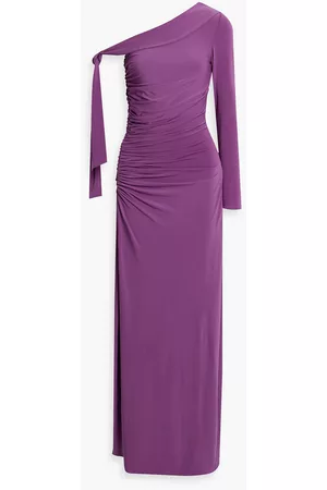Halston Heritage Women Casual Dresses - Kamilah one-sleeve ruched jersey gown - Purple - US 10