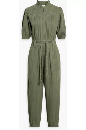 Joie Women Jumpsuits - Loomis cropped gathered cotton-gauze jumpsuit - Green - US 2