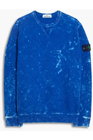 Stone Island Women Sweatshirts - Logo-appliquéd bleached French cotton-terry sweatshirt - Blue - XL