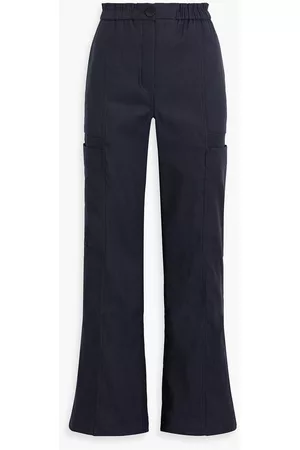 IRIS & INK Women Twill Cargo Pants - Leila linen-blend twill cargo pants - Blue - UK 6