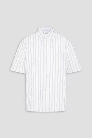 JOHN ELLIOTT Women Long Sleeved Shirts - Striped crinkled cotton-blend poplin shirt - - 5