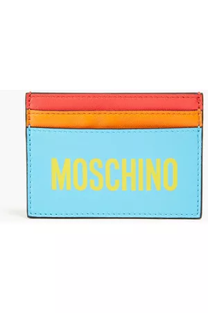 Moschino Women Wallets - Printed color-block leather cardholder - Blue - OneSize