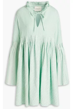 Summery Copenhagen Women Pleated Dresses - Pipi pleated cotton-jacquard dress - Green - L