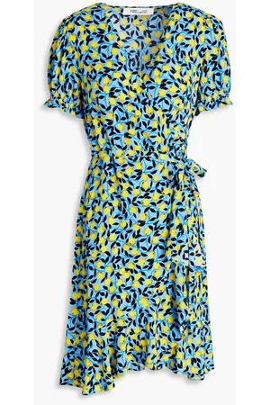Diane von Furstenberg Women Party & Cocktail Dresses - Emilia printed crepe mini wrap dress - Blue - XXS