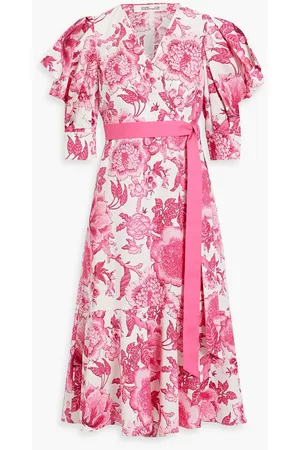 Diane von Furstenberg Women Printed & Patterned Dresses - Wrap-effect printed cotton-poplin midi dress - - US 8
