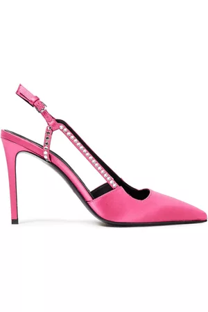 Balmain Women Heeled Pumps - Madison crystal-embellished satin slingback pumps - Pink - EU 36