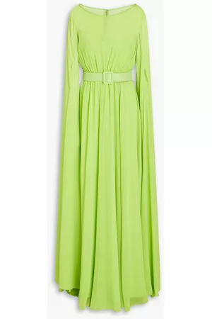 Badgley Mischka Women Evening Dresses & Gowns - Belted gathered georgette gown - Green - US 4