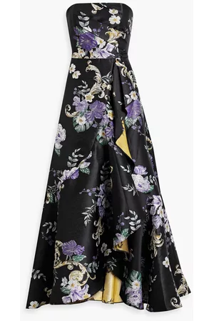 Marchesa Notte Women Printed & Patterned Dresses - Strapless metallic floral-jacquard gown - - US 8