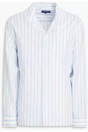 Frescobol Carioca Women Long Sleeved Shirts - Felix striped cotton and silk-blend shirt - Blue - L