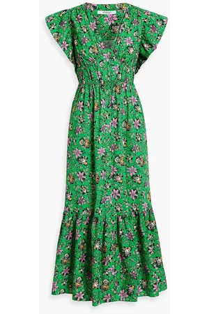 Derek Lam Women Printed & Patterned Dresses - Greta gathered floral-print cotton-blend poplin midi dress - - US 2