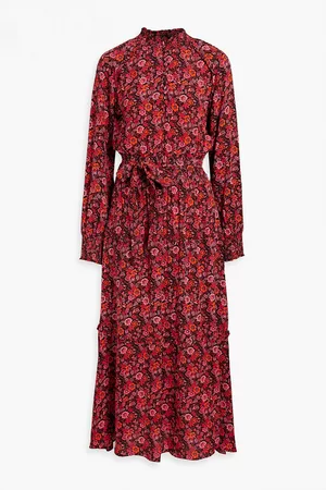 Derek Lam Women Printed & Patterned Dresses - Rebecca shirred floral-print crepe de chine midi dress - - US 8