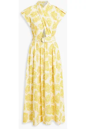 Derek Lam Women Printed & Patterned Dresses - Cutout paisley-print cotton-blend poplin midi wrap dress - - US 6