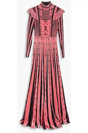 VALENTINO Women Evening Dresses & Gowns - Garavani - Bead-embellished velvet and lace gown - - IT 48