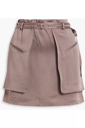 VALENTINO Women Mini Skirts - Garavani - Layered hammered-satin mini skirt - Neutral - IT 38