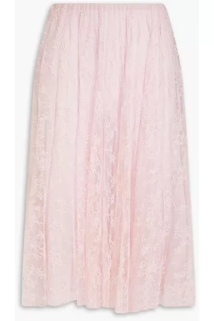VALENTINO Women Midi Skirts - Garavani - Gathered corded lace skirt - Pink - IT 38