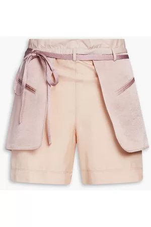 VALENTINO Women Shorts - Garavani - Layered hammered-satin shorts - Pink - IT 44
