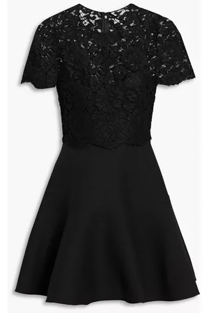 VALENTINO Women Graduation Dresses - Garavani - Lace-paneled wool and silk-blend crepe mini dress - - IT 48
