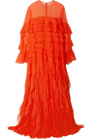 VALENTINO Women Evening Dresses & Gowns - Garavani - Ruffled silk-chiffon gown - Orange - IT 38