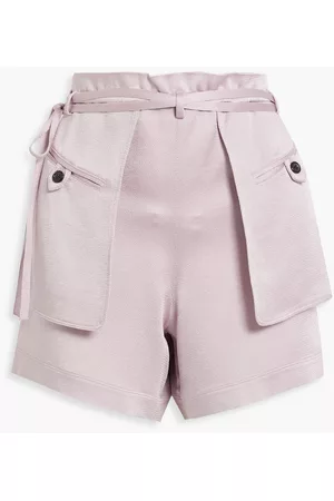 VALENTINO Women Shorts - Garavani - Layered hammered-satin shorts - Purple - IT 44