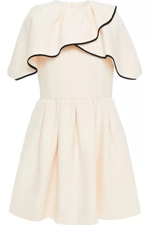 VALENTINO Women Graduation Dresses - Garavani - Ruffled wool and silk-blend crepe mini dress - White - IT 42