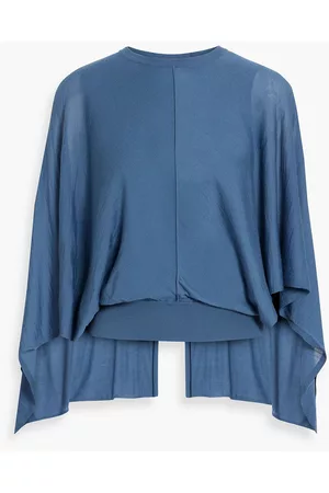 VALENTINO Women Sweaters - Garavani - Lace-paneled draped wool sweater - Blue - S