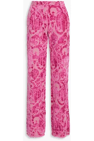 VALENTINO Women Wide Leg Pants - Garavani - Cotton-blend jacquard wide-leg pants - Pink - IT 40