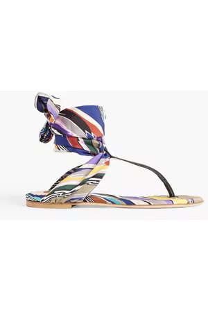 Missoni Women Leather Sandals - Leather-trimmed printed satin sandals - - EU 37.5