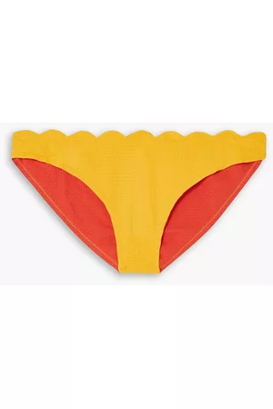 Marysia Women Bikini Bottoms - Santa Barbara textured stretch-crepe mid-rise bikini briefs - Yellow - XL