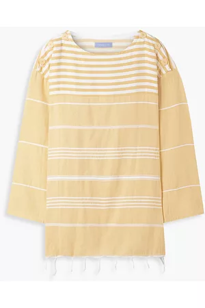 Paradised Women Tunics - Waverunner fringed striped cotton tunic - Yellow - S