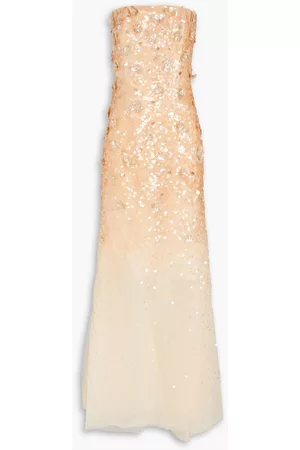 Carolina Herrera Women Strapless Dresses - Strapless dégradé embellished silk-tulle gown - Pink - US 10