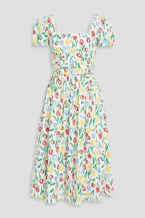Harley Viera-Newton Women Printed & Patterned Dresses - Holland ruched floral-print cotton-blend poplin dress - - US 0