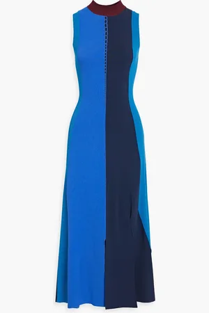 Roksanda Color-block stretch-knit midi dress - Blue - XL