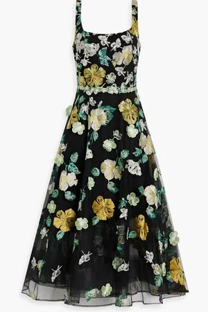 Marchesa Notte Embellished tulle midi dress - - US 8