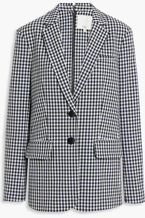 tibi Zip-detailed gingham twill blazer - - US 4